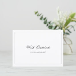 Cartão De Agradecimento Classic Border Black and White Timeless Wedding