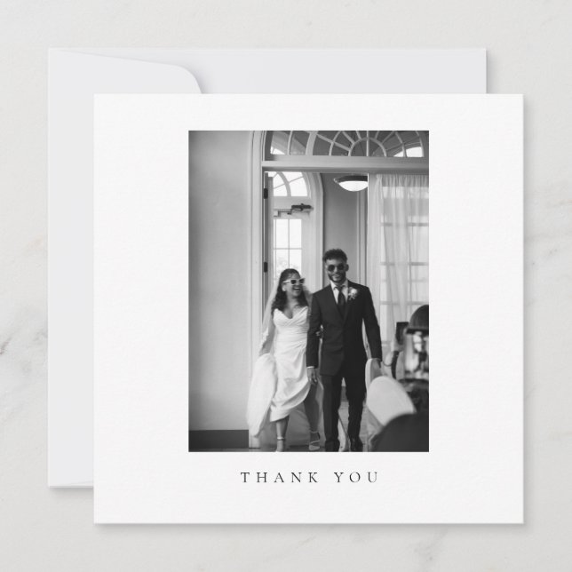 Cartão De Agradecimento Classic Formal Wedding Photo Thank You Card (Frente)