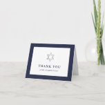 Cartão De Agradecimento Classic Midnight Blue and White | Bar Mitzvah<br><div class="desc">These simple and modern Bar Mitzvah or Bat Mitzvah thank you cards feature a dark blue border,  with elegant matching text and a silver Star of David.</div>