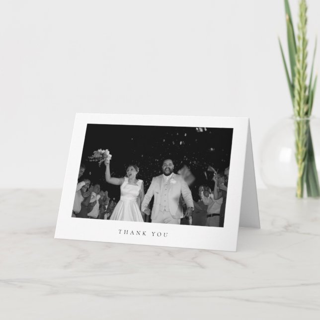 Cartão De Agradecimento Classic Minimalist Wedding Photo Folded  (Frente)