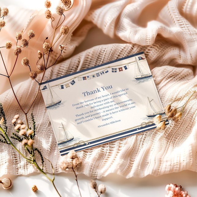 Cartão De Agradecimento Classic Nautical Sailboat Birthday (Criador carregado)