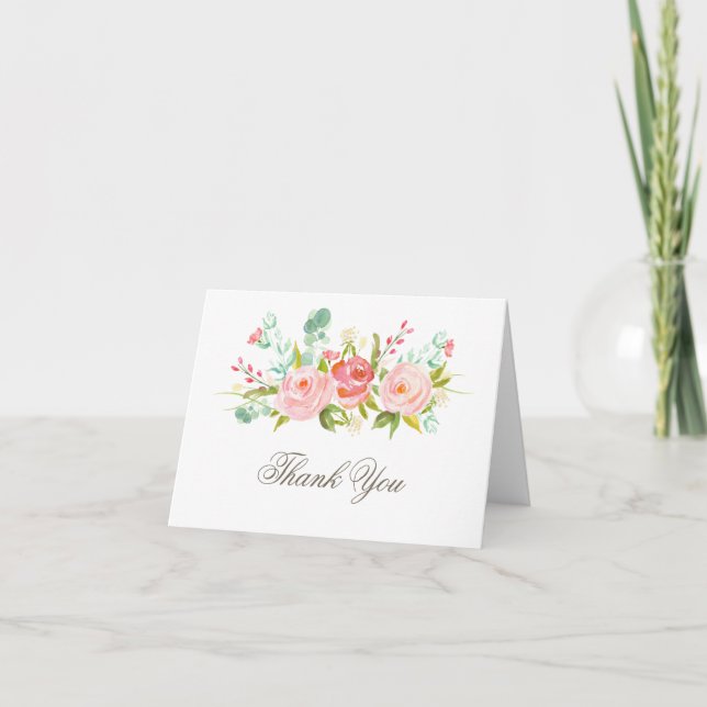 Cartão De Agradecimento Classic Rose Garden Elegant Thank You Card (Frente)