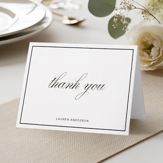 Cartão De Agradecimento Classic Script Bridal Shower Folded (Criador carregado)