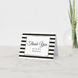 Cartão De Agradecimento Classic Stripe Wedding | Faux Gold Foil Thank You