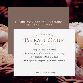 Cartão De Agradecimento Classic Typography Bread Care Instructions