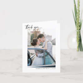 Cartão De Agradecimento Classic Wedding Calligraphy Photo Thank You Card