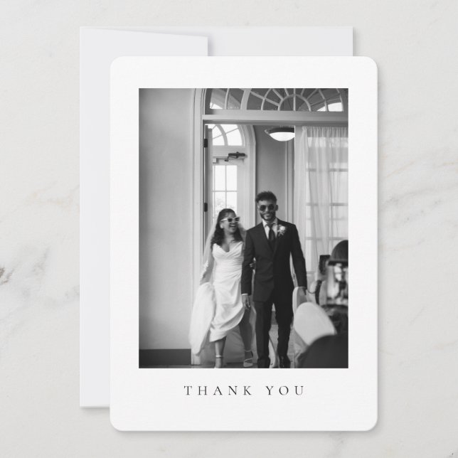 Cartão De Agradecimento Classic Wedding Photo Rounded Thank You Card (Frente)