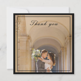 Cartão De Agradecimento Clássica e Elegante Black & Cream Ivory Photo