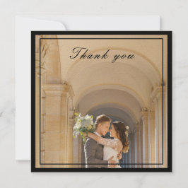 Cartão De Agradecimento Clássica e Elegante Black & Cream Ivory Photo