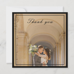 Cartão De Agradecimento Clássica e Elegante Black & Cream Ivory Photo