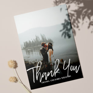 Cartão De Agradecimento Clássica moderna escovou Foto de casamento Obrigad