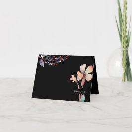 Cartão De Agradecimento Clássico Azul Aquarela Folhas Florais