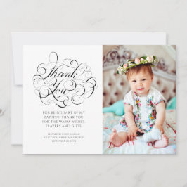 Cartão De Agradecimento Clássico caligrafia Foto Baptismo Obrigado