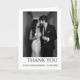 Cartão De Agradecimento Clássico Casal Elegante Foto Casamento Dobrado