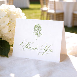 Cartão De Agradecimento Clássico Casamento Fotográfico com Hortênsias Verd