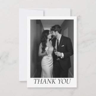 Cartão De Agradecimento Clássico Coração de Amor Foto de Casamento Minimal