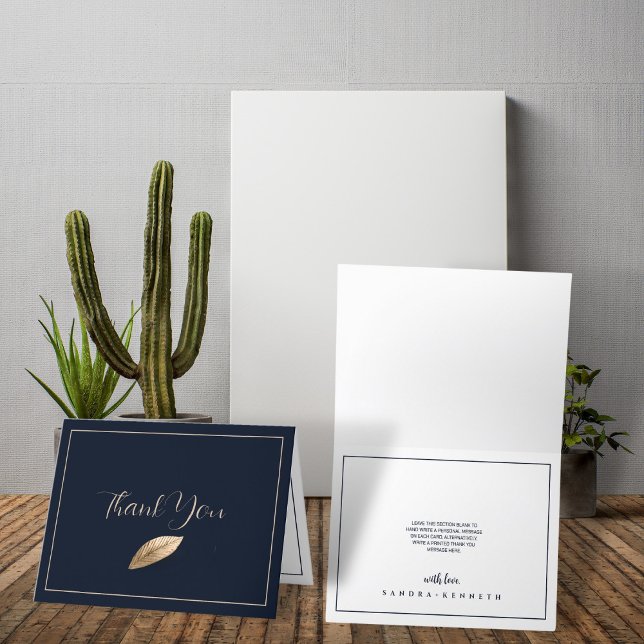 Cartão De Agradecimento Clássico e Elegante I Azul Escuro I Casamento (Criador carregado)