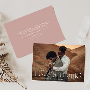 Cartão De Agradecimento Clássico Elegance Love e Obrigados Dusty Rosa Phot