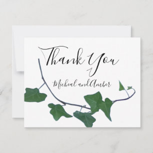 Cartão De Agradecimento Clássico Elegante com aquarela Verde