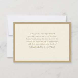 Cartão De Agradecimento Clássico Elegante Simples Mensagem Memorial Funera
