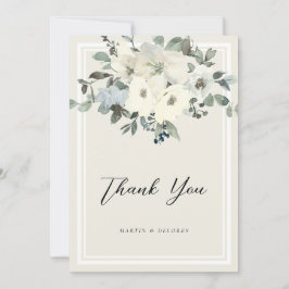 Cartão De Agradecimento Clássico Elegante Vintage Creme Floral Casamento
