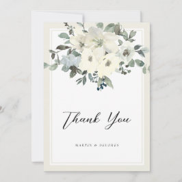 Cartão De Agradecimento Clássico Elegante Vintage Creme Floral Casamento