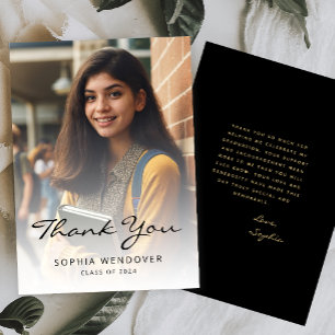 Cartão De Agradecimento Clássico Moderno Preto Dourado de 2026 Foto