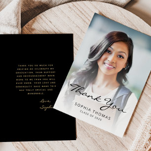 Cartão De Agradecimento Clássico Moderno Preto Dourado de 2026 Foto