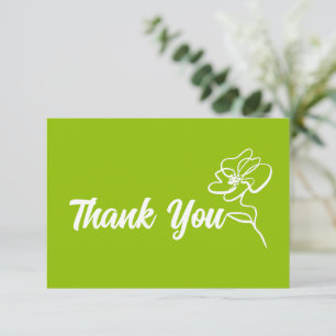 Cartão De Agradecimento Clássico Moderno Verde Floral Sketch Citrino Brilh