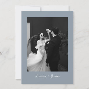 Cartão De Agradecimento Clássico Obrigado em Pó Azul Casamento Foto Agrade
