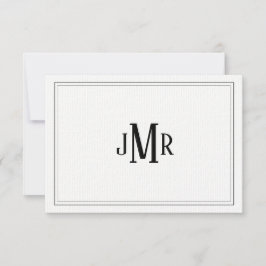 Cartão De Agradecimento Clássico preto e branco monogramado