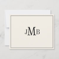 Clássico Preto & Marfim Monogramado plano