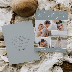Cartão De Agradecimento Clássico Quatro   Placa de Casamento Multifotográf