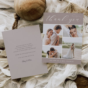Cartão De Agradecimento Clássico Quatro Placa de Casamento Multifotográf