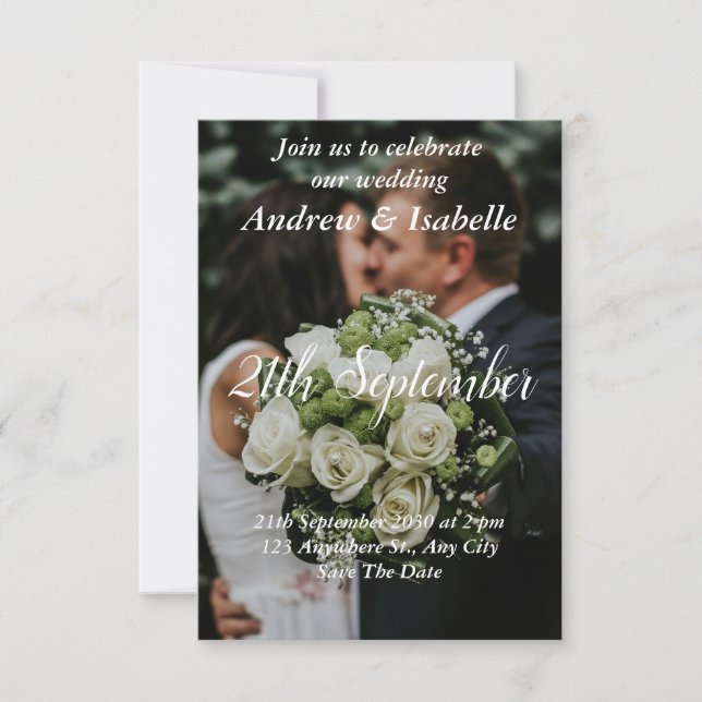 Cartão De Agradecimento Clássico Simples Casamento Moderno de Elehgant (Frente)