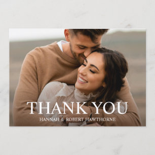 Cartão De Agradecimento Clássico Simples Fotografia de Casamento Elegante