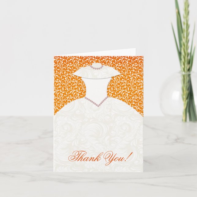 Cartão De Agradecimento Classy Bridal Shower Thank You Note Card Orange (Frente)