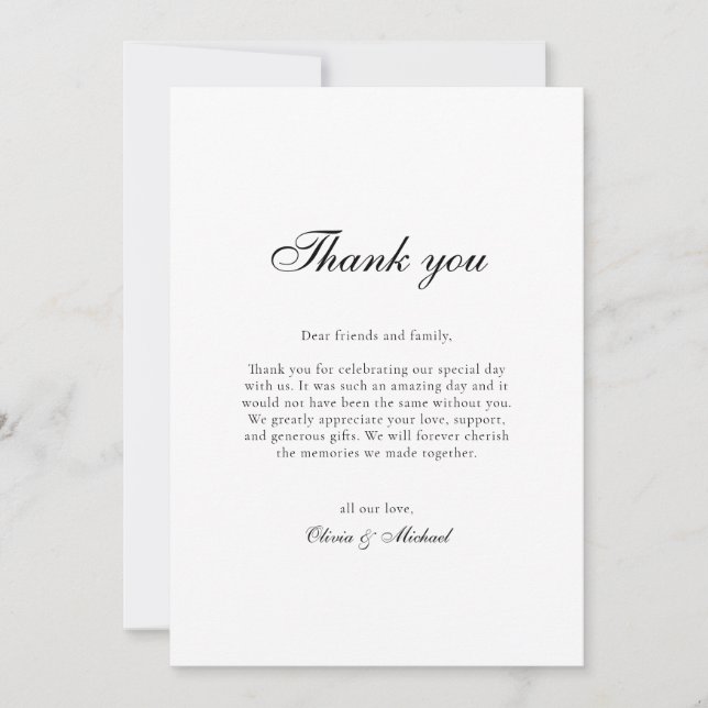 Cartão De Agradecimento Classy Script Wedding Obrigado (Frente)