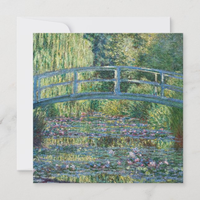 Cartão De Agradecimento Claude Monet - Lagoa de Água Lily, Harmonia Verde (Frente)