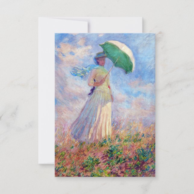 Cartão De Agradecimento Claude Monet - Mulher com Parasol virada para a di (Frente)