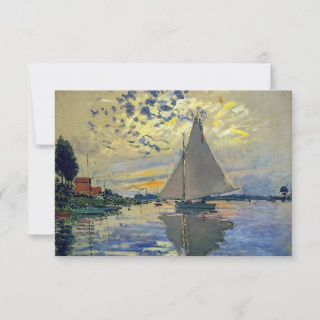 Cartão De Agradecimento Claude Monet - Navio de vela no Le Petit-Gennevill (Frente)