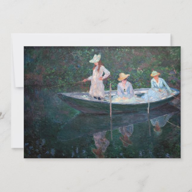 Cartão De Agradecimento Claude Monet - No Barco Norvegienne em Giverny (Frente)