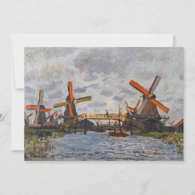 Cartão De Agradecimento Claude Monet - Windmills perto de Zaandam (Frente)