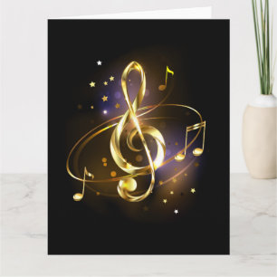 Cartão De Agradecimento Clave de Sol Musical de Ouro
