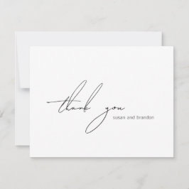 Cartão De Agradecimento Clean Black and White Photo Modern Wedding