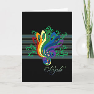 Cartão De Agradecimento Clef Buquê Obrigado em Português