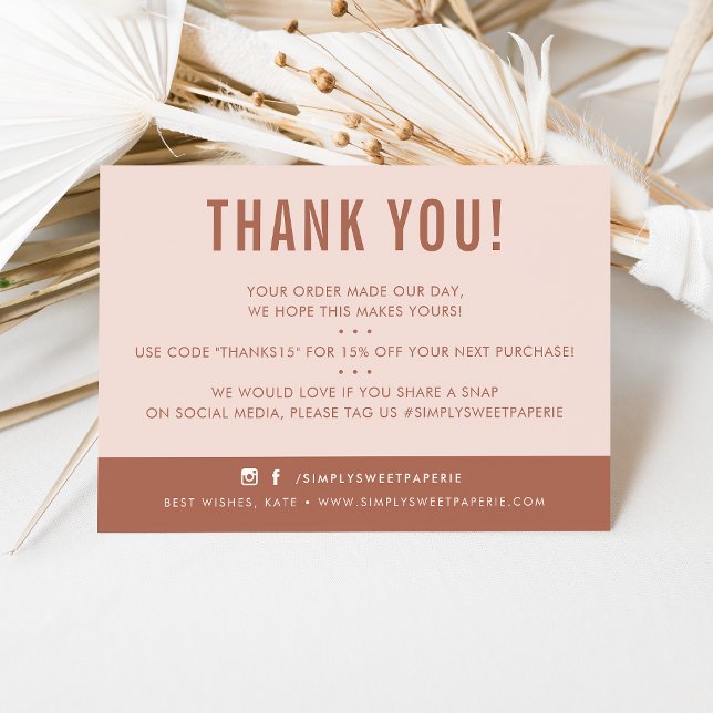 Cartão De Agradecimento CLIENTE AGRADEÇO A VOCÊ A moderna argila rosa-rosa (Criador carregado)