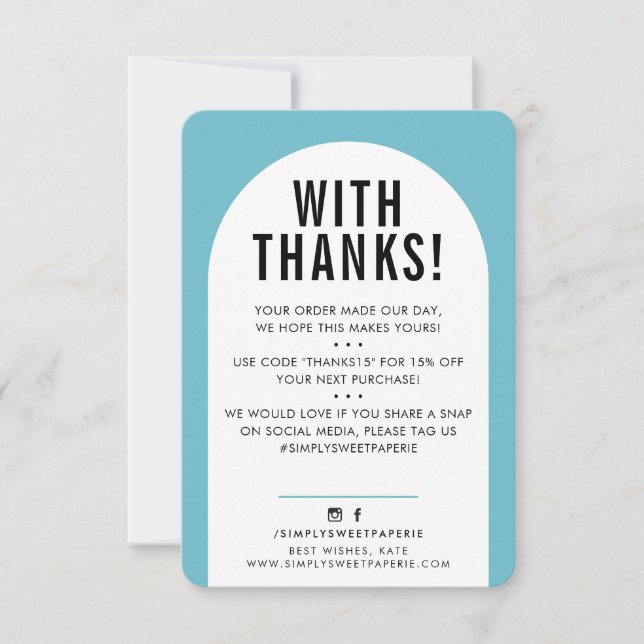 Cartão De Agradecimento CLIENTE AGRADEÇO A VOCÊ O azul-turquesa moderno (Frente)