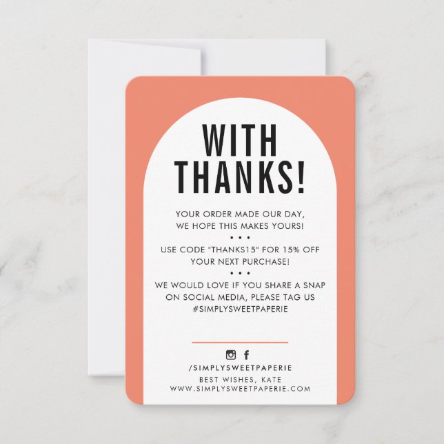 Cartão De Agradecimento CLIENTE AGRADEÇO A VOCÊ O preto alaranjado moderno (Frente)