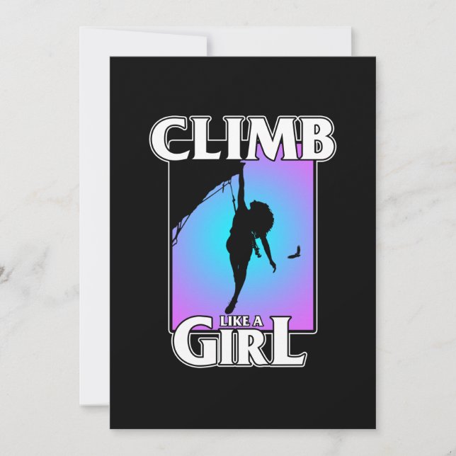 Cartão De Agradecimento Climb Like Girl Mountain Climber Rock Climbing Lov (Frente)